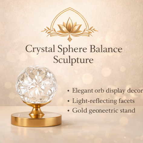 QDihoVd™ Crystal Sphere Balance Sculpture – Elegant Orb Display Decor