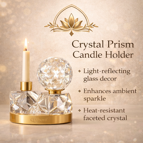 QDihoVd™ Crystal Prism Candle Holder – Light-Reflecting Glass Decor Piece