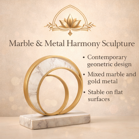 QDihoVd™ Marble & Metal Harmony Sculpture – Contemporary Artistic Decor Piece
