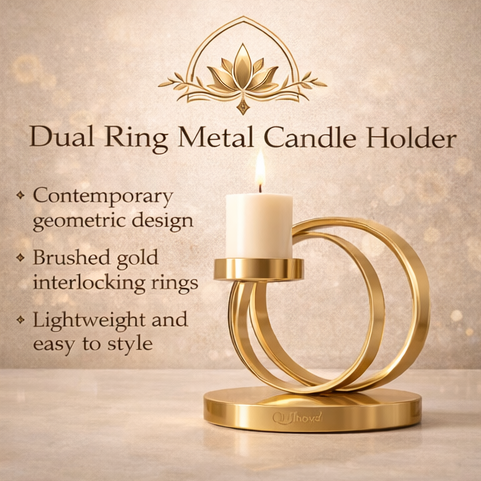 QDihoVd™ Dual Ring Metal Candle Holder – Contemporary Geometric Decor